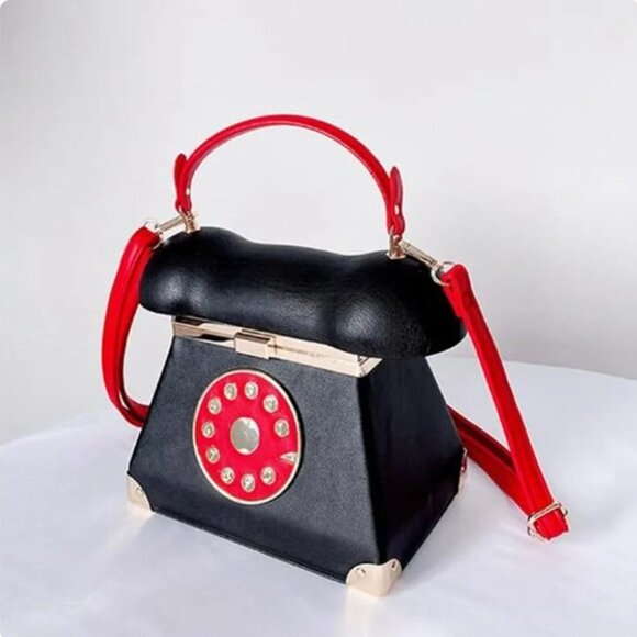 Telephone Handbag (Crossbody Option)  Black - Picture 3 of 3